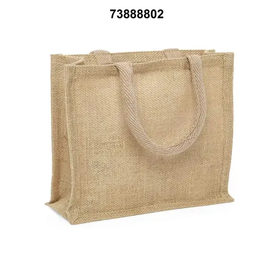Jute Shopping Bag 12" x 7.75" x 12" Stylish and Spacious {2}