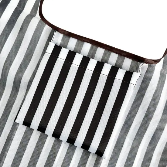 Wrapables Foldable Tote Nylon Reusable Grocery Bag (Set of 2), Black Stripes {5}