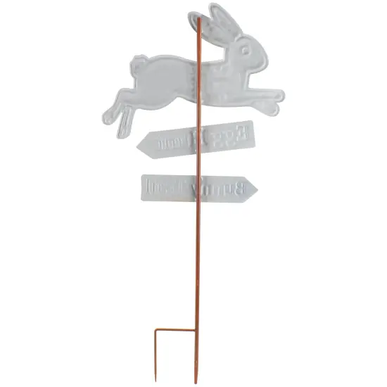 Northlight Easter Egg Hunt and Bunny Trail Outdoor Metal Spring Yard Stake - 25.5" White {7}