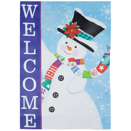 Northlight Joyful Snowman "Welcome" Christmas Outdoor Flag - 40" x 28" White {3}