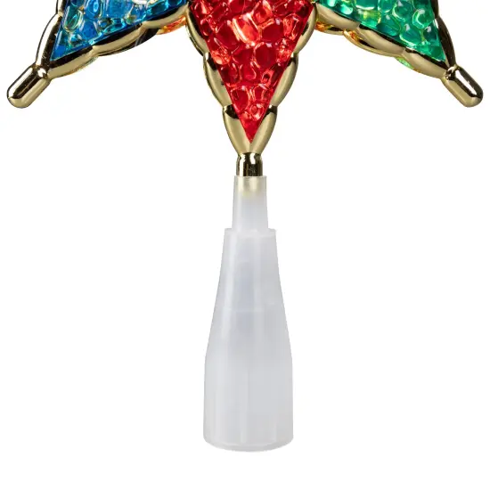 Northlight 8" Pre-Lit Red and Green Crystal 8-Point Star Christmas Tree Topper - Clear Lights {7}