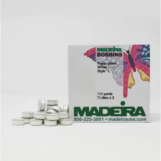 Madeira Sided Bobbin White L High-Quality Sewing Accessory {1}