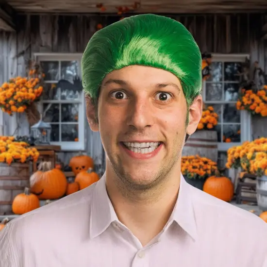 Self Destructors Men's Green Joke Adult Costume Wig {4}