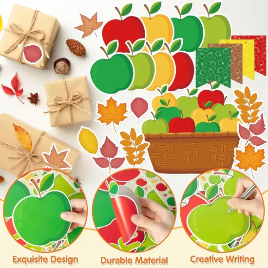 106Pcs Fall Apple Core Bulletin Board Classroom Decoration Set {3}
