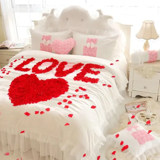 1000 PCS Red Rose Petals Valentines Decorations Fake Flower Rose Petals Artificial Rose Petals for Wedding Proposal Anniversary Love Romantic Night Decorations Decorations Supplies {3}