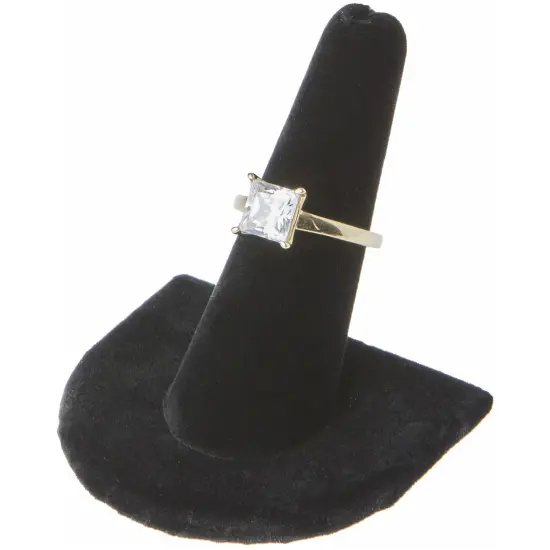 Plymor Black Velvet Ring Finger Display, Single on U-Shaped Base, 2" W x 2" D x 2" H {3}