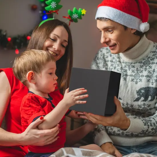 Black Gift Box with Lids for Presents, 7.8 x 7 x 3.1 Inch, Groomsmen Bridesmaid Proposal Gift Boxes with Magnetic Closure {4}