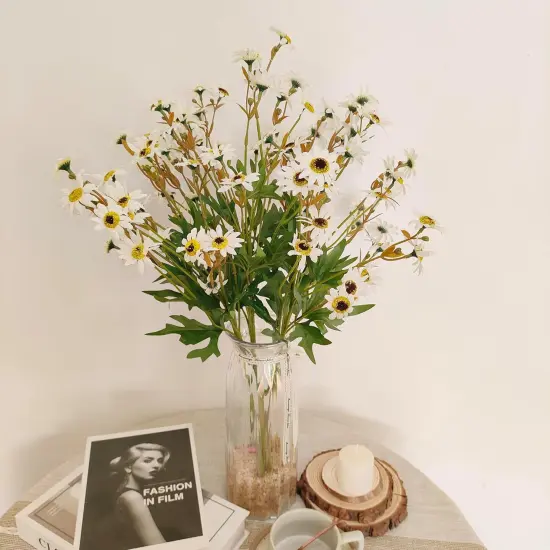 Summer White Daisy Artificial Flowers forTabletop Decor , Artificial White Daisies,6 Bouquets Fake Daisies Flowers,Faux Daisies for Home Table Centerpieces Arrangement Decoration (6, White) {4}