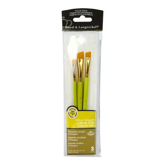 RSET-9126 | 3pc Golden Taklon Angular Brush Set {1}