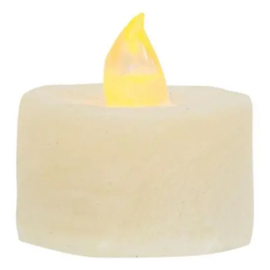 Set of 6 Ivory Flameless LED Tealights with Rustic Wax Coating and Realistic Flame Tip {1}