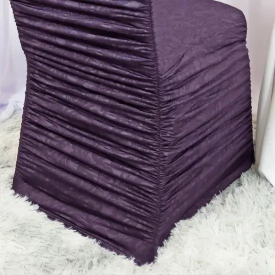 Antique Rouge Texture Spandex Banquet Chair Cover Eggplant {5}