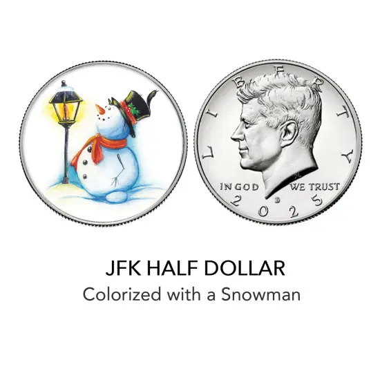 2025 Snowman Coin and Stamp Collectible JFK Greeting Card {2}