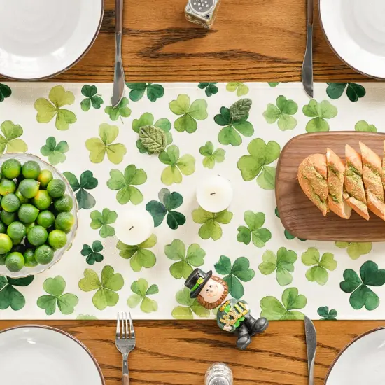Artoid Mode Shamrock St. Patrick's Day Table Runner, Seasonal Spring Lucky Kitchen Dining Table Decoration for Home Party Decor 13 x 72 Inch {5}