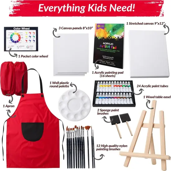 Painting Kit for Kids Age 8-12 - Deluxe Acrylic Kid Paint Set Art Kits - Includes 62 Pieces of Art Supplies Non Toxic Paint {4}