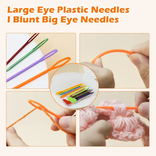19 Pcs Yarn Needles Set, Assorted Yarn Needles Bent Tapestry Needle Weaving Needle Darning Needles Plastic Needles Large Eye Blunt Knitting Needles for Sewing Crochet 03 {5}