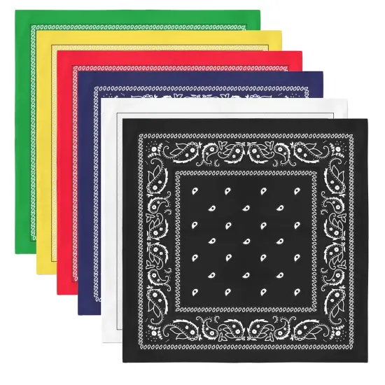 8 Pack XL Non Fading Paisley Polyester Bandanas 27 x 27 In - Bulk Wholesale {2}