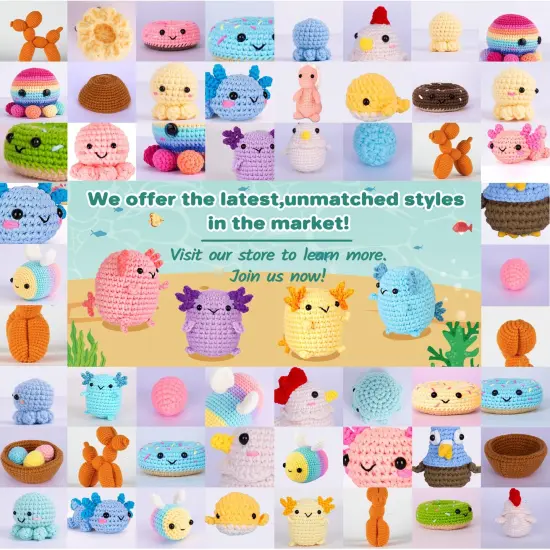 Crochetta Crochet Kit for Beginners, Crochet Starter Kit w Step-by-Step Video Tutorials, Beginner Crochet Kit for Adults Kids Women Men Complete Kit Included (4 Mini Axolotls) {2}