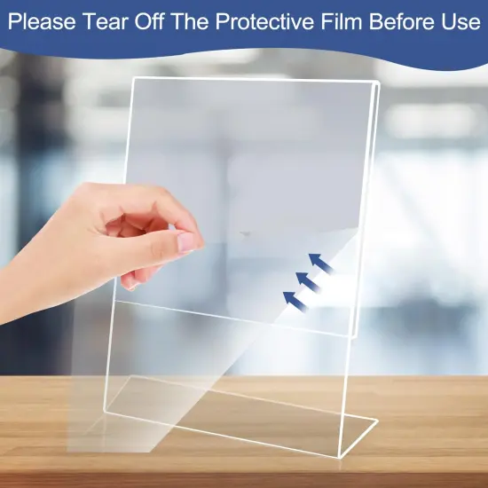 Wbtran Slanted Back Acrylic Sign Holder 5 x 7, Clear Tabletop Sign Holder, Acrylic Stands for Display 5 x 7, Plastic Paper Sign Holder for Office, Home, Restaurant (6 Pack) {3}