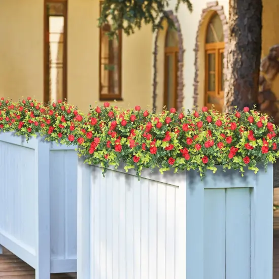 6 Bunches Artificial Eucalyptus Fake Greenery Boxwood Stems Fake Flowers Fake Plants Artificial Greenery Artificial Plants & Flowers Faux Flowers Outdoor Fake Plants Spring Decoration {4}