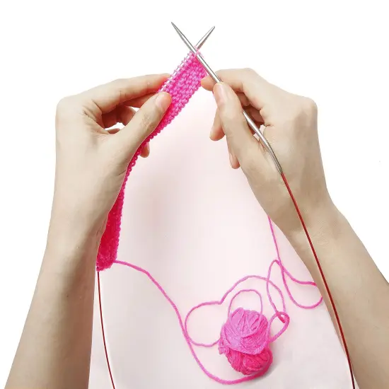 Circular Knitting Needles Set Round Needle Metal Magic Loop 40 Inch Size 15 11 9 7 4 1.5 {3}