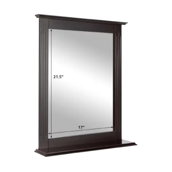 Bathroom Multipurpose Wall-Mounted Mirror W/Shelf Vanity Makeup Mirror Brown {2}