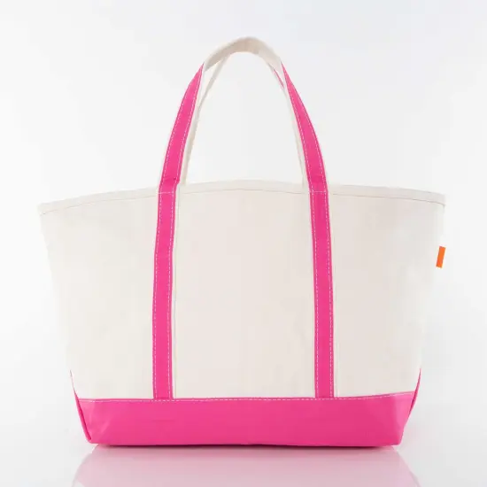 Large Classic Tote -- 18 oz. Heavyweight Durable Canvas -- Natural Canvas & Hot Pink Color {2}