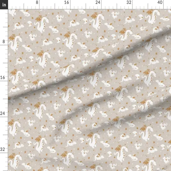 Various Fabrics by the Yard or Fat Quarter Boho Baby Dragon Fantasy Whimsical Warm Neutrals Gender Neutral Moon Stars Fun Cute Happy Cheerful Celestial Custom Printed Fabric by Spoonflower 18027313 {1}
