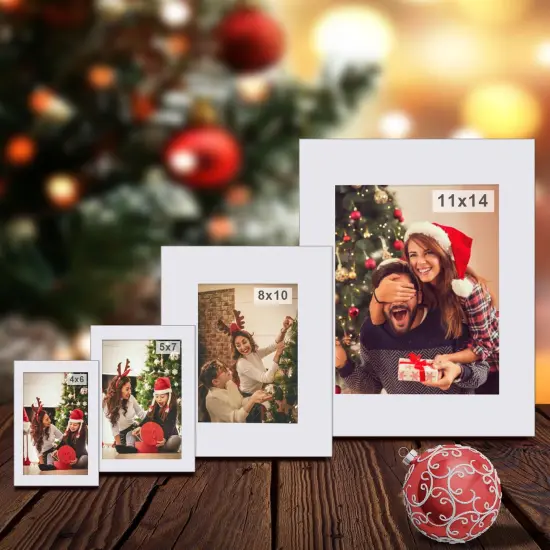 Egofine 8x10 White Picture Mats Pack of 14, Frame Mattes for 5x7 Pictures, Acid Free, 1.2mm Thickness, with Core Bevel Cut {2}