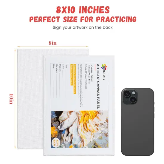 12 Pack 8x10 Canvas Boards for Painting, Blank Canvas Panels Art Painting Supplies - Gesso Primed 100% Cotton for Acrylic Oil Watercolor Tempera Paint {2}