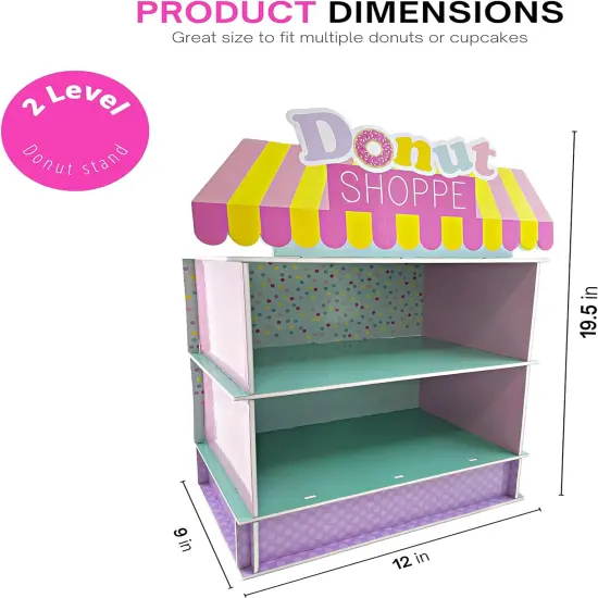 4E's Novelty donut stands &ndash; 2-tier donut wall display stand for donut party supplies & decor! {3}