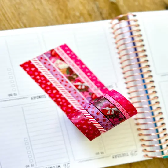 Valentines Day Love Red Pink Hearts Washi Tape Set February 2025 - W125 {2}