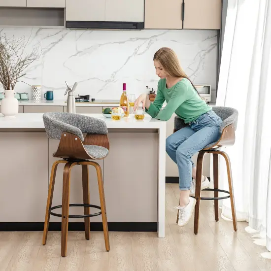 Set of 2/4 Modern Counter & Bar Height Wooden Swivel Bar Stools {8}