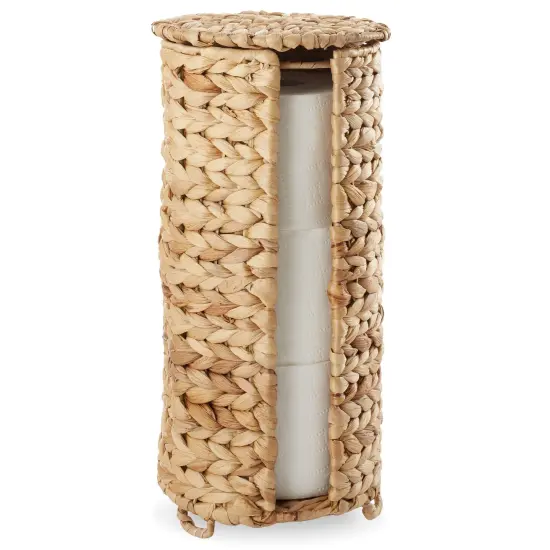 Toilet Paper Roll Holder Stand, Free Standing Bathroom Tissue Storage Basket Natural {4}
