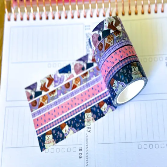 Winter Snowmen Snowman Snow Plaid Pink Blue Washi Tape Set January 2025 - W123 {6}