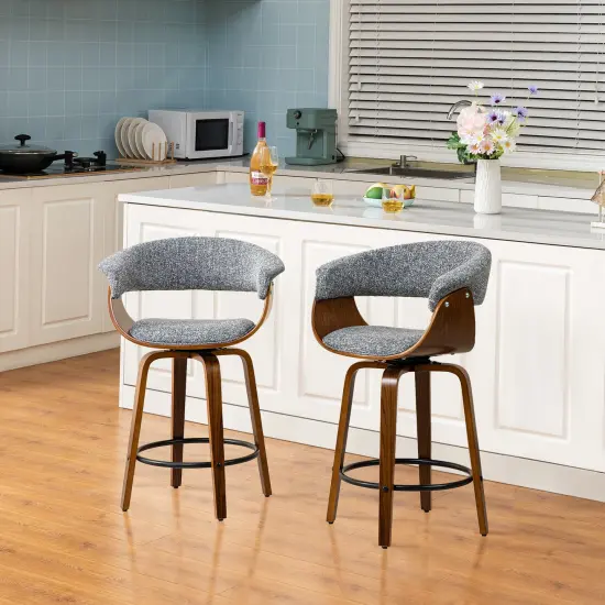 Set of 2/4 Modern Counter & Bar Height Wooden Swivel Bar Stools {10}
