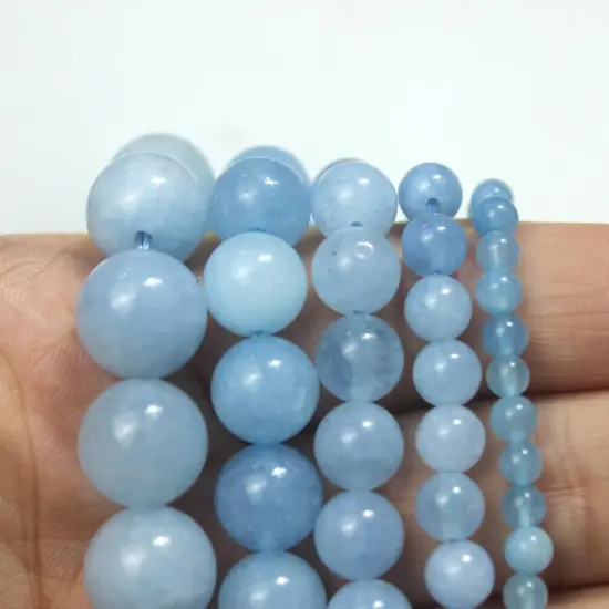 Crystal Blue Beads for Jewelry Making Gemstones Round Natural Stone Aquamarine Beads for Bracelets Making Adults 15inch 4mm {2}