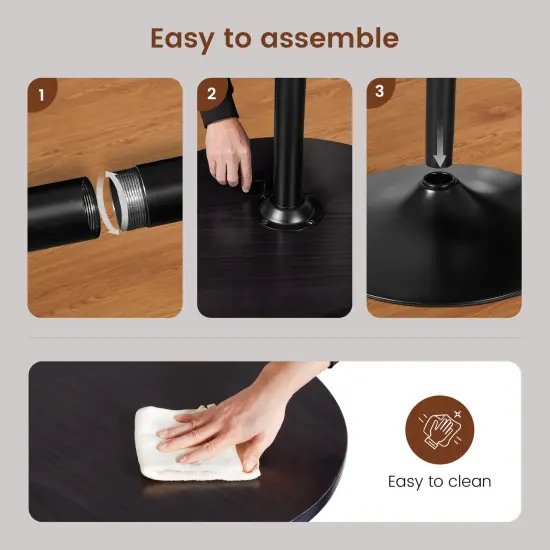 Set of 3 Leatherette Adjustable Swivel Bar Stool Pub Table Set {4}