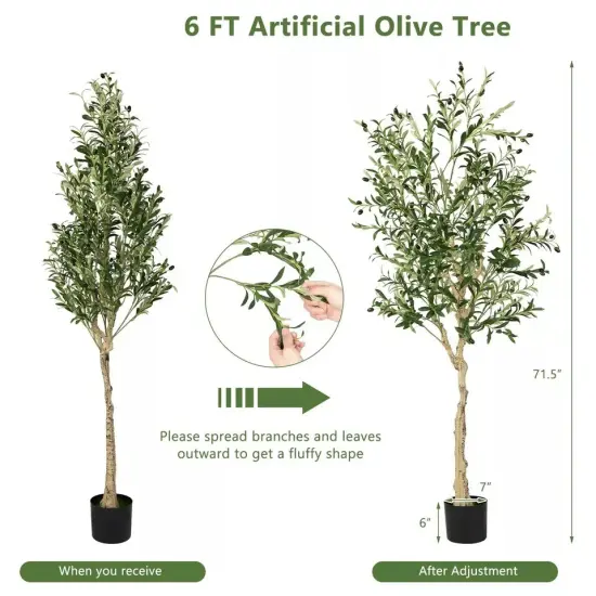 Artificial Olive Tree 6' Tall Faux Olive Plants for Indoor and Outdoor {4}