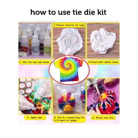 Incraftables Tie Dye Kit for Adults & Kids. Bulk Tie Dye Powder Set Non Toxic 15 Colors Guide, Disposable Gloves, Zip Lock Bags, Table Cloth, Aprons & Loops for Beginner & Pro {3}