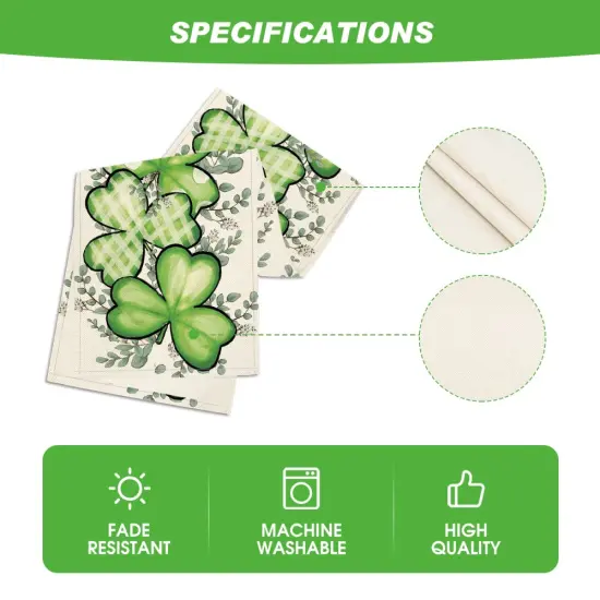 Artoid Mode Clover Shamrocks Eucalyptus Buffalo Plaid St.Patrick's Day Table Runner, Seasonal Kitchen Dining Table Runner for Home Party Decor 13x72 Inch {2}