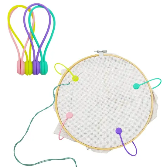 4 pcs Needle Minders Magnetic Cross Stitch Fabric Clips, Macron Color Magnetic Needle Minder, Perfect Cross-Stitch Embroidery and Needlework Accessories, Ideal Gift for Craft Enthusiasts {1}