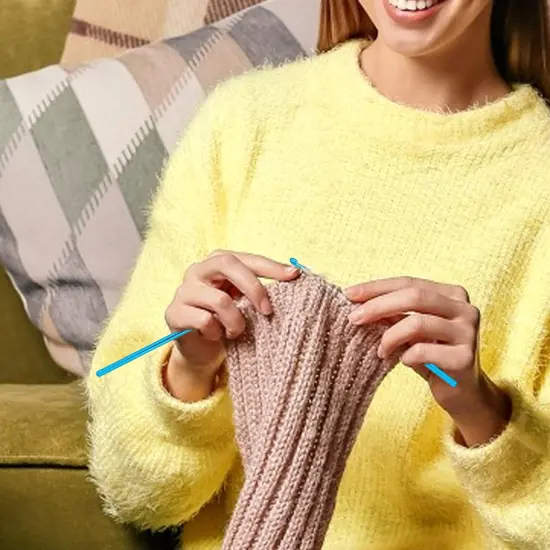 10Pcs 5mm Crochet Hook, Aluminum Knitting Needles Craft Yarn, Crochet Hook for DIY Craft, Gold Crochet Needles for Knitting Scarf(Blue) {5}