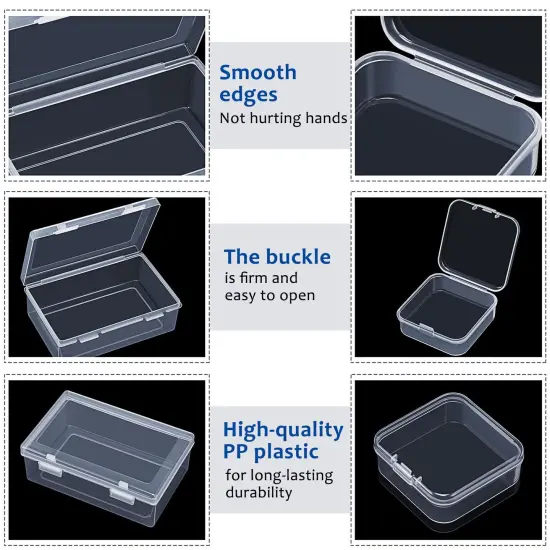 3 Sets Clear Plastic Storage Cases Small Beads Organizer Container Transparent Boxes with Hinged Lid for Small Items with Hinged Lid and Rectangle Clear Craft Supply Cases(2.12 x 2.12 x 0.79 Inches) {6}