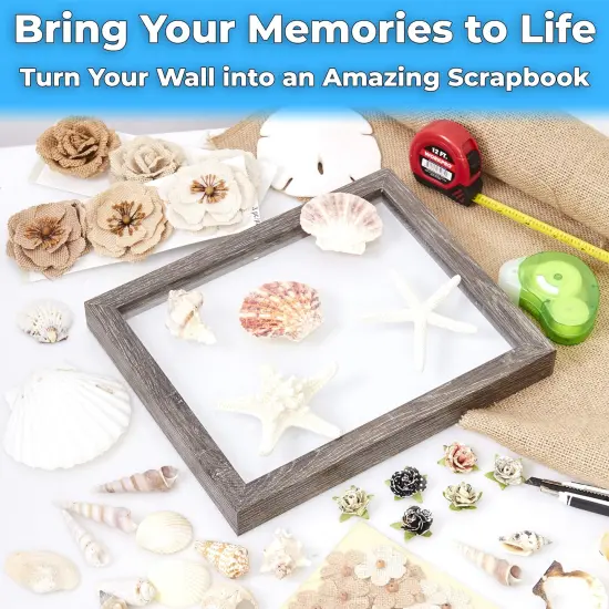 Real Wood 8x10 Shadow Box Frame 1pk. Genuine Hardwood Display with Real Glass. Best Shadowbox to Showcase Photos, Tickets, Wedding Bouquets, CDs, Medals, Awards, Seashells and Insects. {3}