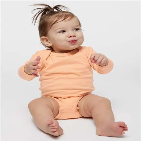 Rabbit Skins&reg; Infant Fine Jersey Long Sleeve Bodysuit Peachy {4}