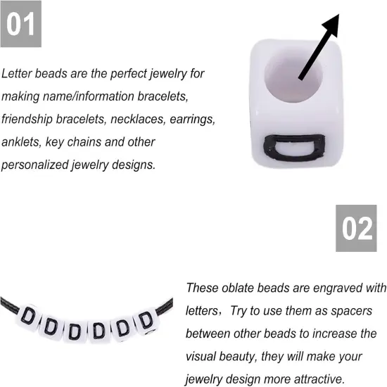 300Pcs Cube White Acrylic Letter Beads 6x6mm Letter D Alphabet Beads for DIY Bracelet Necklace Jewelry Making {3}