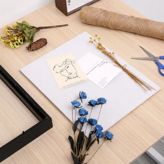 Muzilife 8x8 Shadow Box Picture Frame with Linen Board - Deep Wood & Glass Display Case Ready to Hang Memory Box Baby Sports Memorabilia, Pins, Awards, Medals, Wedding, Tickets and Photos (Black) {5}