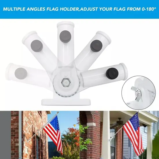 Flag Pole Holder for Outside,Multi-Position Aluminum Adjustable Bracket Mount Black {4}