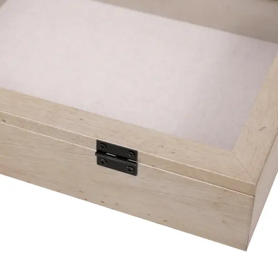 8x10 Shadow Box Frame with Linen Back, Wood Glass Display Case for Medals, Photos, Memorabilia, Awards - Pins Included- Champagne {3}