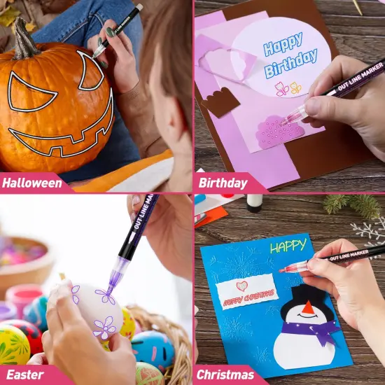 12 Coloring Markers Shimmer Glitter Markers Outline Pens for Drawing Art School Supplies, Easter Basket Stuffers for Teen Girl Gifts Trendy Stuff, Art Crafts Gifts for 4-13 Year Old Girls {2}